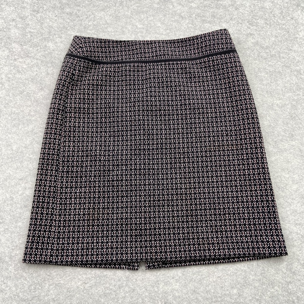 Ann Taylor Skirt Womens 10 (32") Black Pink Tweed Wool Pencil Knee Length Work